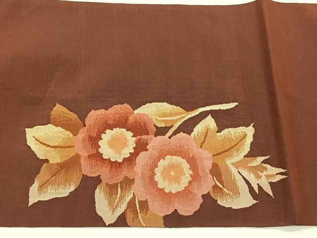 平和屋着物◎太鼓柄袋帯　ふくれ織　枝花文　正絹　逸品　CABK2827yk