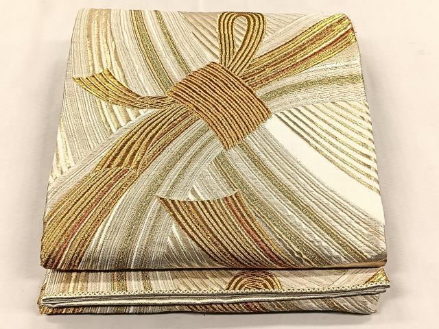 平和屋着物◎六通柄袋帯　束ね熨斗文　正絹　逸品　CABK2828yk