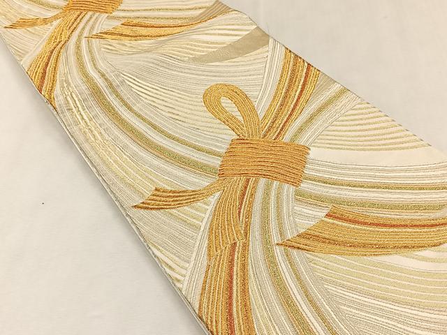 平和屋着物◎六通柄袋帯　束ね熨斗文　正絹　逸品　CABK2828yk