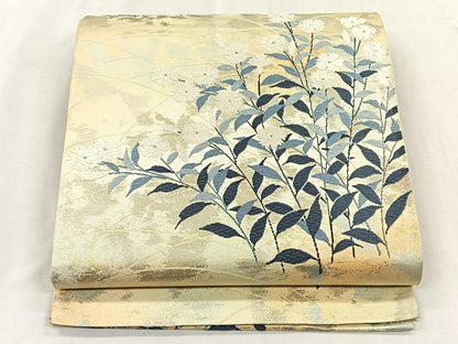平和屋着物◎六通柄袋帯　唐織　枝花文　銀糸　正絹　逸品　CABK2831yk