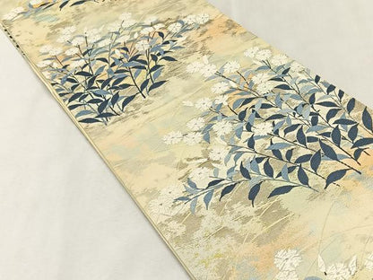 平和屋着物◎六通柄袋帯　唐織　枝花文　銀糸　正絹　逸品　CABK2831yk