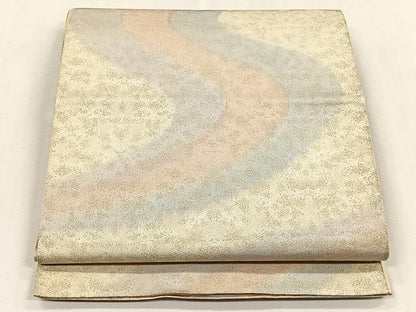 平和屋着物◎全通柄袋帯　流水文　金糸　正絹　逸品　CABK2835yk