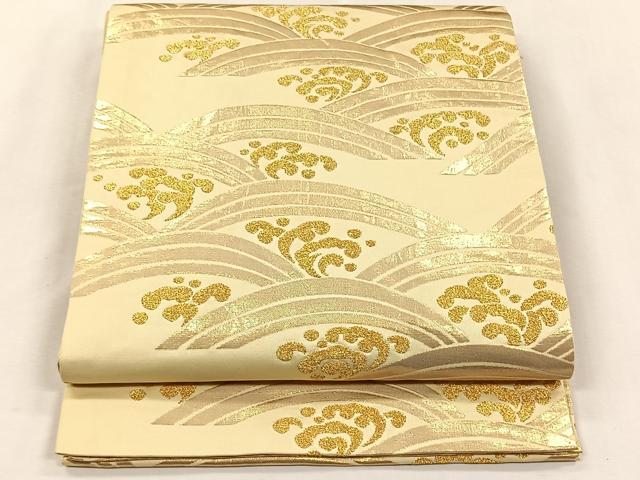 平和屋着物◎全通柄袋帯　流水文　金糸　正絹　逸品　CABK2839yk