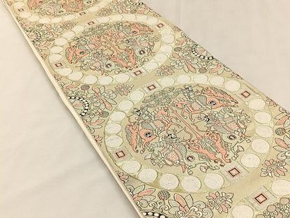 平和屋着物◎六通柄袋帯　狩猟文　金銀糸　正絹　逸品　CABK2840yk