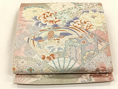 平和屋着物◎六通柄袋帯　唐織　瑞鳥花苑　九百錦プラチナ箔　正絹　逸品　CABK2845yk