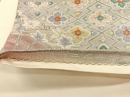 平和屋着物◎六通柄袋帯　唐織　瑞鳥花苑　九百錦プラチナ箔　正絹　逸品　CABK2845yk