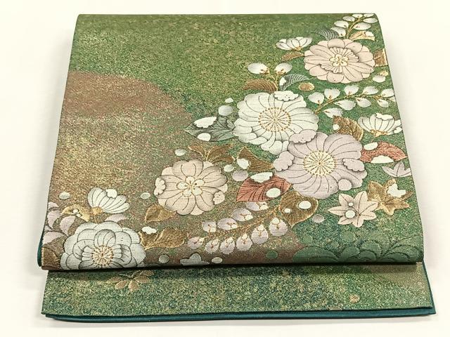 平和屋着物◎太鼓柄袋帯　辻が花　金糸　正絹　逸品　CABK2848yk