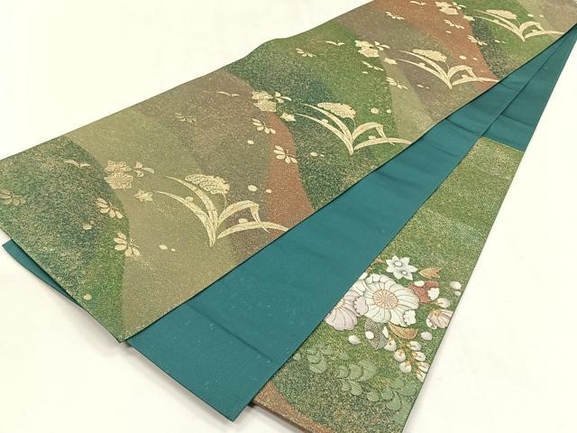 平和屋着物◎太鼓柄袋帯　辻が花　金糸　正絹　逸品　CABK2848yk