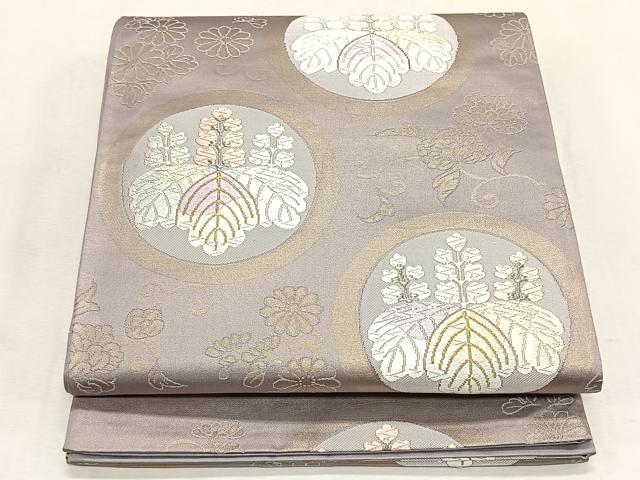 平和屋着物◎六通柄袋帯　桐丸文　金糸　正絹　逸品　CABK2852yk