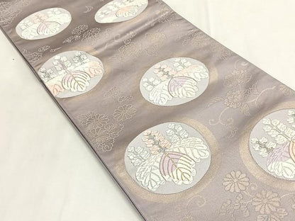 平和屋着物◎六通柄袋帯　桐丸文　金糸　正絹　逸品　CABK2852yk