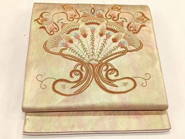 平和屋着物◎中国三大刺繍　総刺繍　太鼓柄袋帯　幾何学文　金糸　正絹　逸品　CABK2853yk
