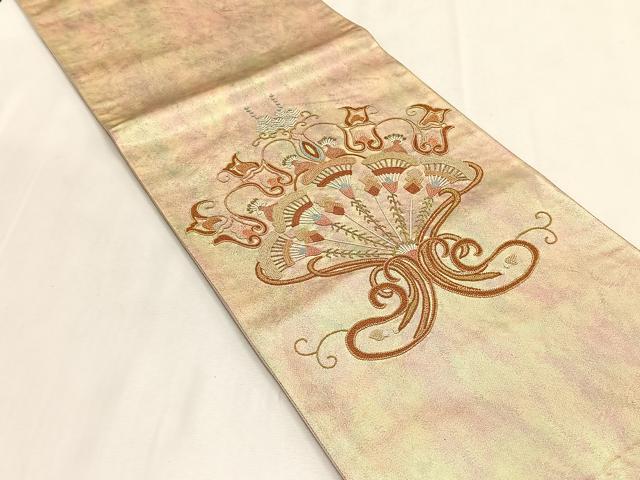 平和屋着物◎中国三大刺繍　総刺繍　太鼓柄袋帯　幾何学文　金糸　正絹　逸品　CABK2853yk