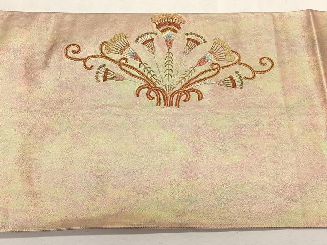 平和屋着物◎中国三大刺繍　総刺繍　太鼓柄袋帯　幾何学文　金糸　正絹　逸品　CABK2853yk