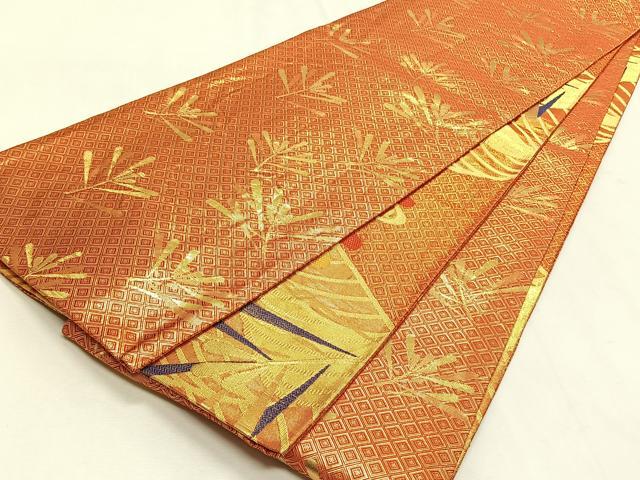 平和屋着物◎佐賀錦　両面　全通柄袋帯　波松葉紋　金糸　正絹　逸品　CABK2860yk