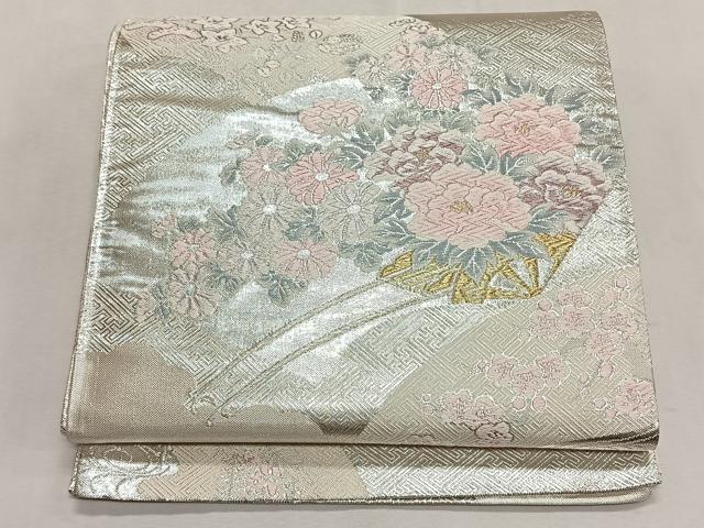 平和屋着物◎本佐賀錦　六通柄袋帯　花車文　金銀糸　正絹　逸品　未使用　CABK2871yk