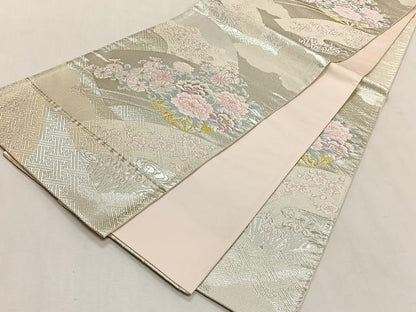 平和屋着物◎本佐賀錦　六通柄袋帯　花車文　金銀糸　正絹　逸品　未使用　CABK2871yk