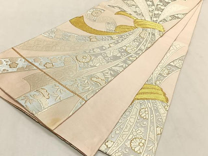 平和屋着物◎六通柄袋帯　唐織　束ね熨斗花唐草文　金銀糸　正絹　逸品　CABK2872yk