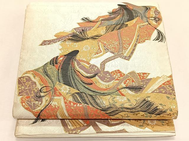 平和屋着物◎伝統工芸士　平田藤三郎　六通柄袋帯　川介乃周　金糸　正絹　逸品　CABK2874yk