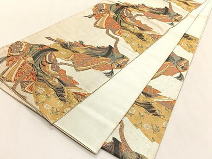 平和屋着物◎伝統工芸士　平田藤三郎　六通柄袋帯　川介乃周　金糸　正絹　逸品　CABK2874yk