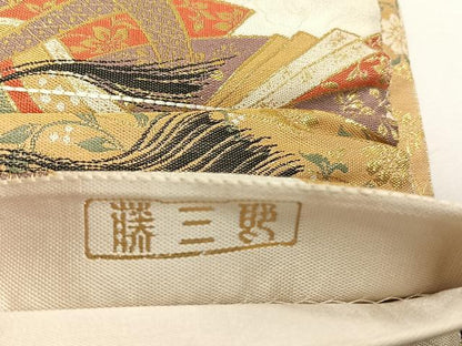 平和屋着物◎伝統工芸士　平田藤三郎　六通柄袋帯　川介乃周　金糸　正絹　逸品　CABK2874yk