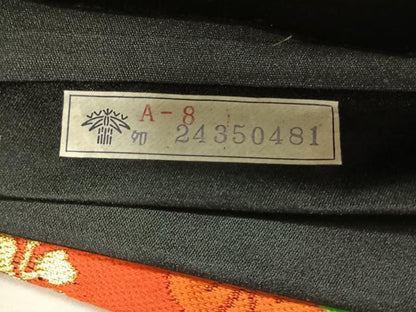 平和屋着物◎六通柄袋帯　草花文　黒地　金糸　正絹　逸品　CABK2875yk