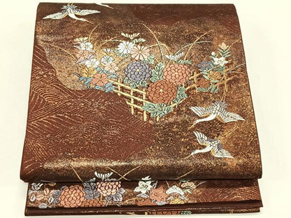 平和屋着物◎六通柄袋帯　唐織　蒔絵錦　金糸　正絹　逸品　CABK2888yk
