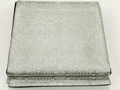 平和屋着物◎全通柄袋帯　花唐草文　銀糸　正絹　逸品　CABK2891yk