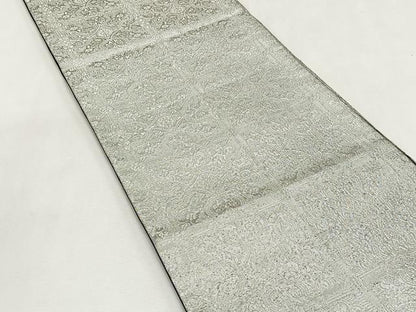 平和屋着物◎全通柄袋帯　花唐草文　銀糸　正絹　逸品　CABK2891yk