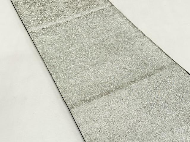 平和屋着物◎全通柄袋帯　花唐草文　銀糸　正絹　逸品　CABK2891yk