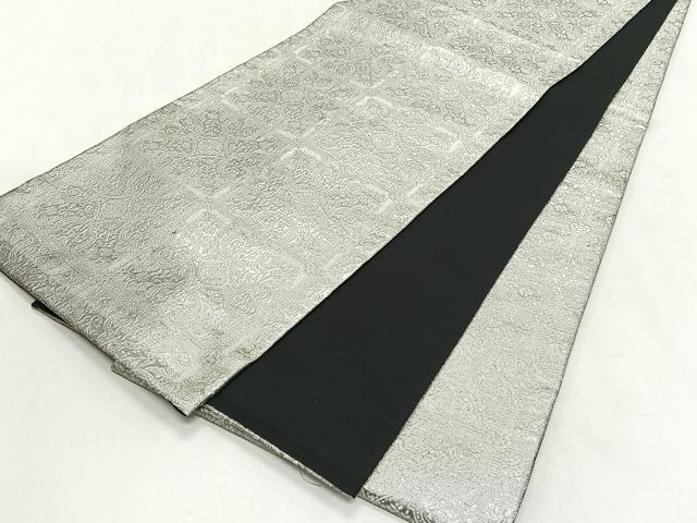 平和屋着物◎全通柄袋帯　花唐草文　銀糸　正絹　逸品　CABK2891yk