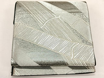 平和屋着物◎六通柄袋帯　竹　銀糸　正絹　逸品　CABK2892yk