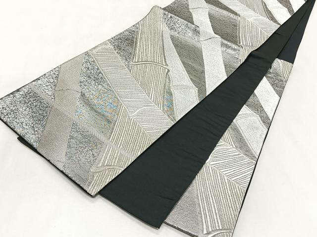 平和屋着物◎六通柄袋帯　竹　銀糸　正絹　逸品　CABK2892yk