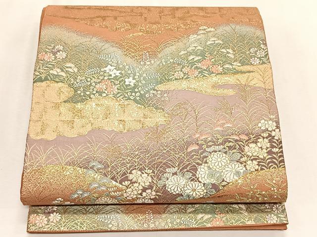 平和屋着物◎伝統工芸士　平田藤三郎　六通柄袋帯　琴乃錦　金糸　正絹　逸品　未使用　CABK2896yk