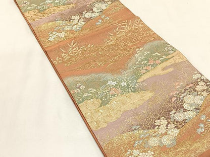 平和屋着物◎伝統工芸士　平田藤三郎　六通柄袋帯　琴乃錦　金糸　正絹　逸品　未使用　CABK2896yk