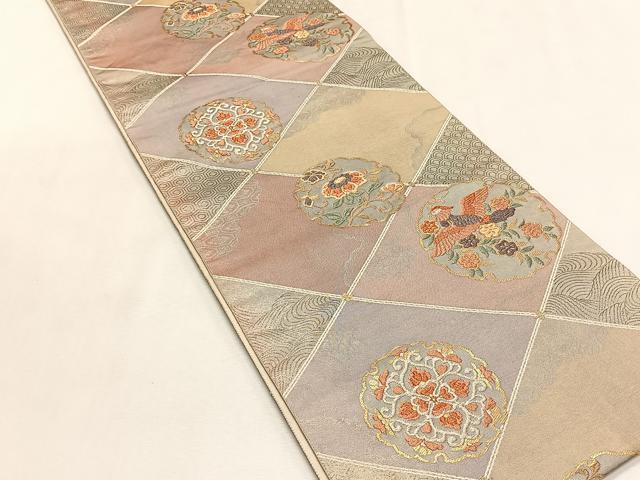平和屋着物◎六通柄袋帯　手織　正倉院雪輪鳳文　金糸　正絹　逸品　CABK2902yk