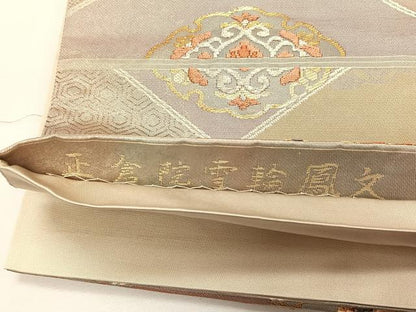 平和屋着物◎六通柄袋帯　手織　正倉院雪輪鳳文　金糸　正絹　逸品　CABK2902yk