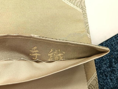 平和屋着物◎六通柄袋帯　手織　正倉院雪輪鳳文　金糸　正絹　逸品　CABK2902yk