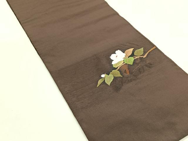 平和屋着物◎太鼓柄袋帯　すくい織　枝椿　正絹　逸品　CABK2903yk