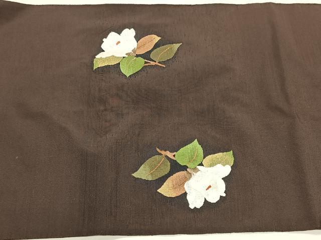 平和屋着物◎太鼓柄袋帯　すくい織　枝椿　正絹　逸品　CABK2903yk