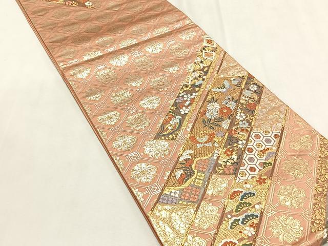 平和屋着物◎六通柄袋帯　唐織　雪輪花蝶文　金糸　正絹　逸品　CABK2904yk