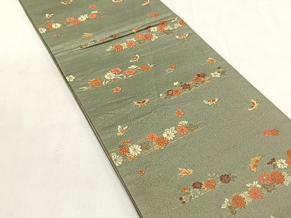 平和屋着物◎六通柄袋帯　花蝶文　金糸　正絹　逸品　CABK2905yk