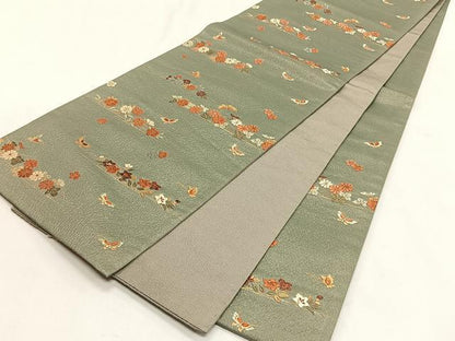 平和屋着物◎六通柄袋帯　花蝶文　金糸　正絹　逸品　CABK2905yk
