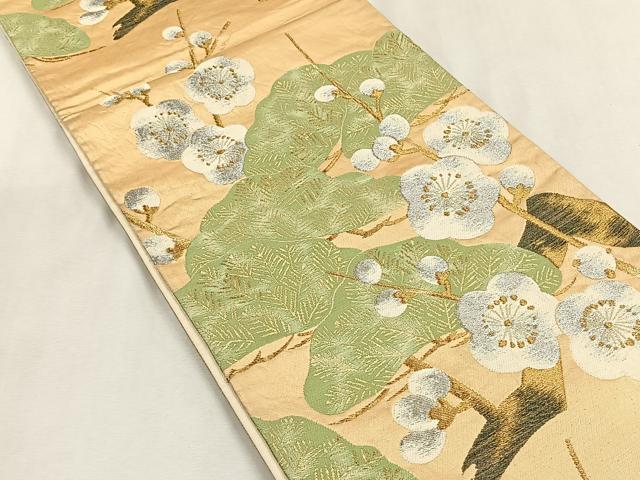 平和屋着物◎六通柄袋帯　枝梅松文　金銀糸　正絹　逸品　CABK2907yk