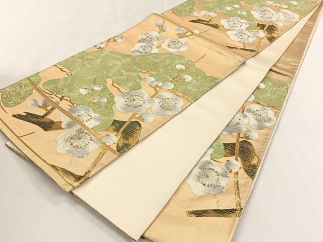 平和屋着物◎六通柄袋帯　枝梅松文　金銀糸　正絹　逸品　CABK2907yk