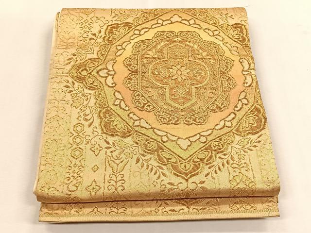 平和屋着物◎乱菊袋帯　幾何学花文　金糸　正絹　逸品　CABK2909yk