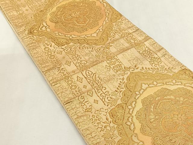 平和屋着物◎乱菊袋帯　幾何学花文　金糸　正絹　逸品　CABK2909yk