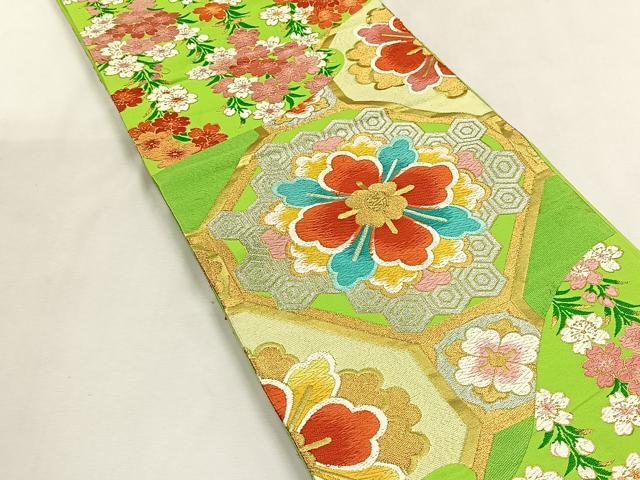 平和屋着物◎乱菊袋帯　蜀江花文　金糸　正絹　逸品　CABK2910yk