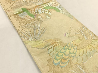 平和屋着物◎六通柄袋帯　飛鶴松葉文　金銀糸　正絹　逸品　CABK2911yk