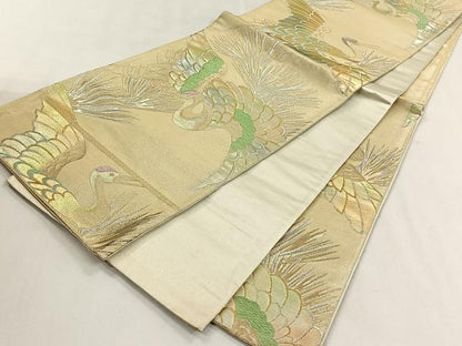平和屋着物◎六通柄袋帯　飛鶴松葉文　金銀糸　正絹　逸品　CABK2911yk
