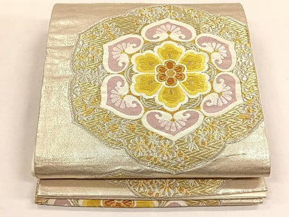 平和屋着物◎六通柄袋帯　唐織　草花文　金銀糸　正絹　逸品　CABK2913yk
